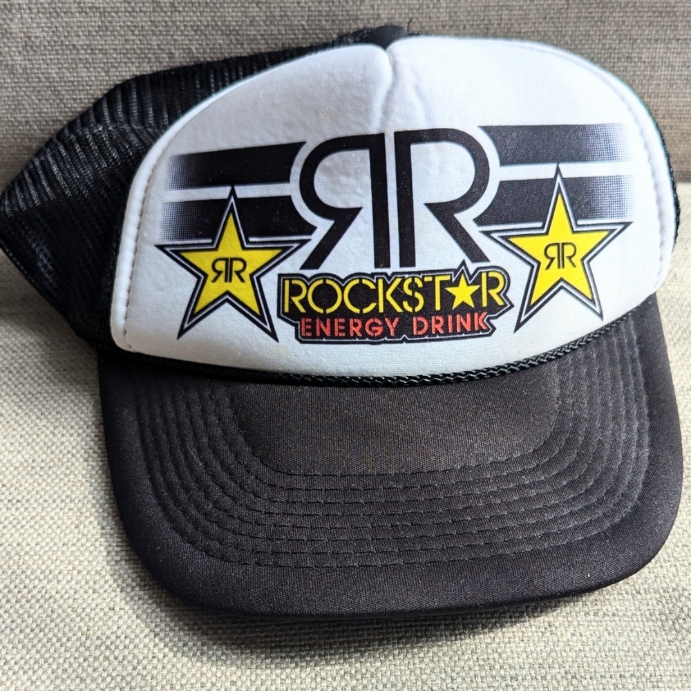 Vintage Rockstar energy drink foam mesh trucker snapback hat